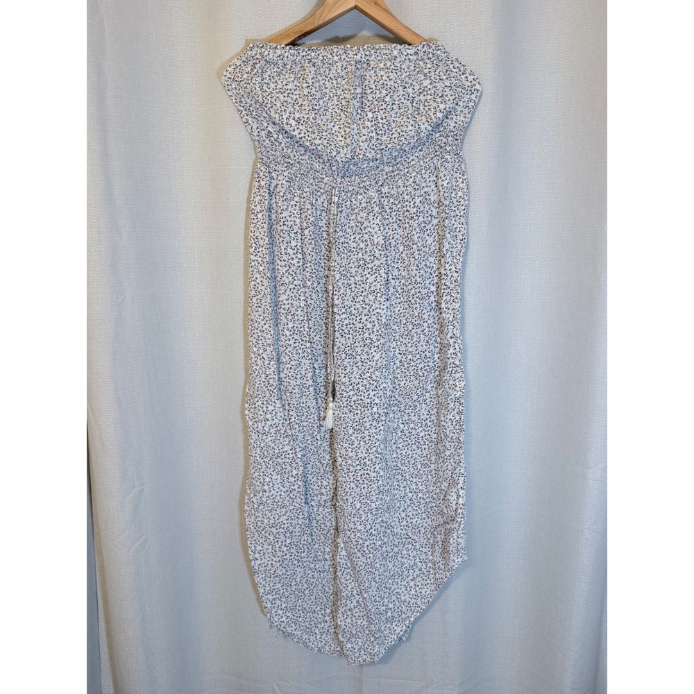Japna Jumpsuit Womens Medium White  Leopard Print Strapless Rayon